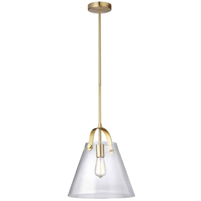 Dainolite Polly 1 Light Pendant Medium Aged Brass Finish Clear Glass Lamp|Luminaire suspendu moyen Polly de Dainolite en verre transparent, avec fini laiton vieilli et 1 ampoule