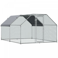 Pawhut 9.2' X 12.5' Metal Chicken Coop, Galvanized Walk-in Hen House, Poultry Cage Outdoor Backyard