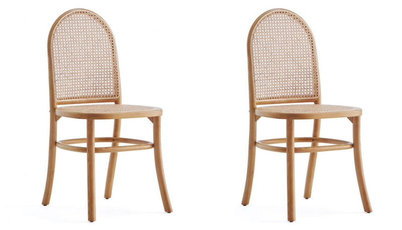 Manhattan Comfort Set Of 2 Paragon Dining Chairs - Natural & Cane