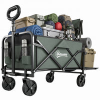 Outsunny Wagon Cart Foldable, Collapsible Wagon Cart with Removable Liner, Handle, Wheels, Steering Axle for Home & Garden, 72L & 198 LBS Capacity, Green