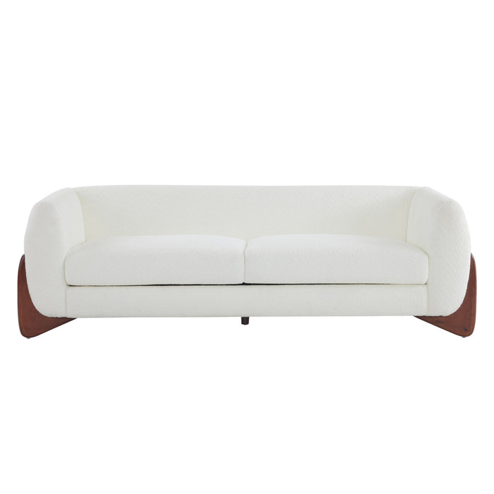 Harold 82.75\" Wood Boucle Sherpa 3-Seater Sofa,Beige Loveseat