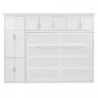 Eileen Space-saving Murphy Wall Bed With Cabinets, Queen Size - White 