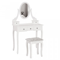 HOMCOM Wooden Vanity Table Set, Makeup Table with 360° Rotating Mirror
