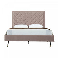 Crosby Modern Upholstered Velvet Queen Bed in Blush 