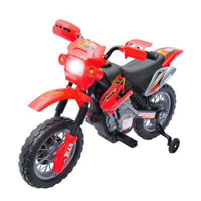 Aosom 6v Electric Kids Powered Ride-On Motorcycle Powered Dirt Bike Battery Scooter With Training Wh|Aosom Moto Electrique A Chevaucher 6v Velo Scooter De Batterie Avec Roues D'entrainement Rouge