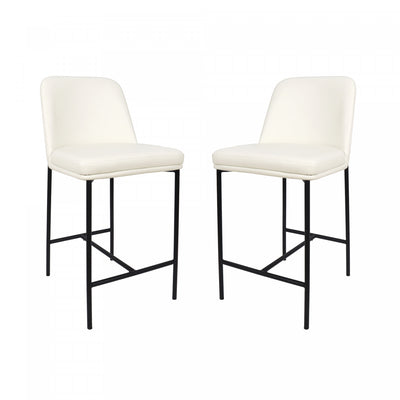 Loft Contemporary Vegan Leather Metal Counter Stool in Ivory - Set of 2 | Tabouret de comptoir contemporain Loft en cuir vegetalien et metal, ivoire - Lot de 2