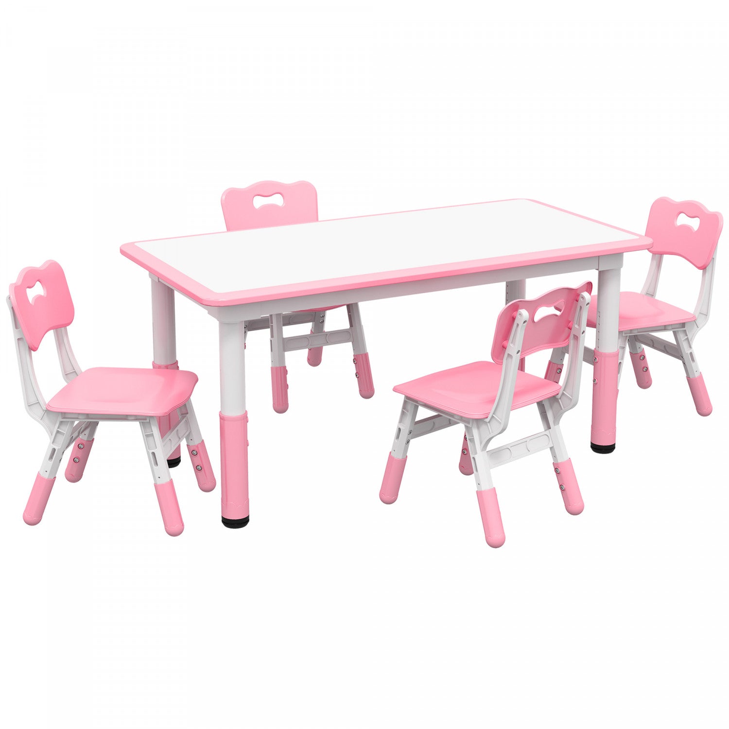 Qaba Kids Table And Chair Set With Chairs, Adjustable Height