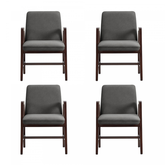 Stella Modern Velvet Wood Armchair in Graphite - Set of 4