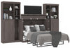Bestar Pur Full Tall Storage Cabinet Bed with Mattress - Bark Grey