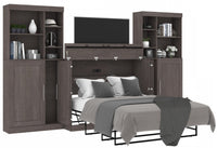 Bestar Pur Full Tall Storage Cabinet Bed with Mattress - Bark Grey