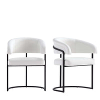 Augusta Modern Metal Vegan Leather Dining Chair in White - Set of 2 