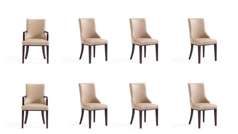 Shubert Modern 8-Piece Dining Chair Set in Tan