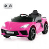 Costway 12v Electric Kids Ride On Car With Remote Control Wireless Connection Lights Pink