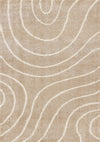 Fairmont Taupe Cream Curved Lines Rug, 7'10\" x 10'6\" Indoor Area Rug