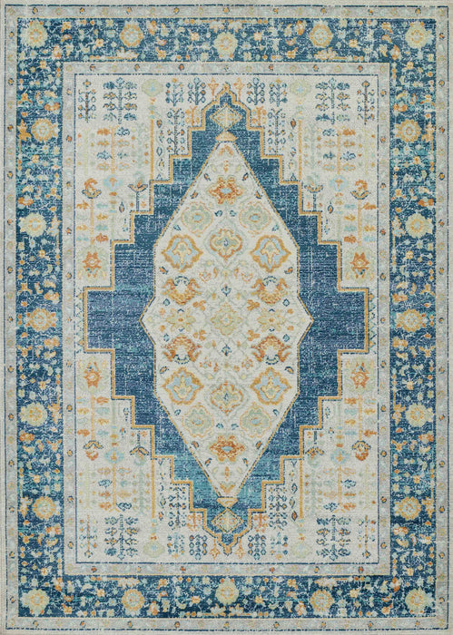 Kinsley Traditional 4'0\" x 6'0\" Area Rug in Blue Indoor Area Rug
