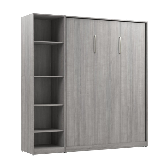Bestar Claremont 5-Shelf Full Murphy Bed - Platinum Grey
