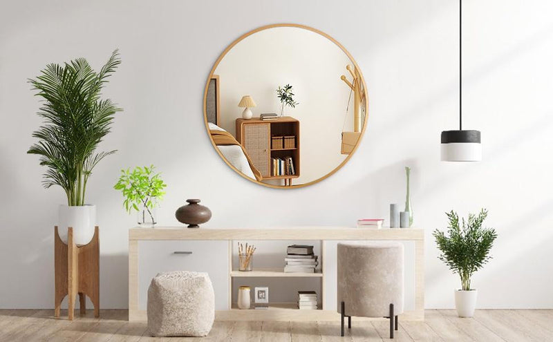 Arcus 24\" X 24\" Hand Crafted Round Mirror - Gold