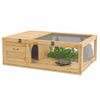 Pawhut Wood Tortoise House Indoor Outdoor Turtle Habitat Reptile Cage For Lizards, Geckos, 35.8\" X 23.8\" X 12.6\", Yellow