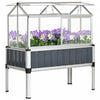Outsunny Raised Garden Bed W/ Plastic Greenhouse, 45\"x24\"x51\", Dark Grey