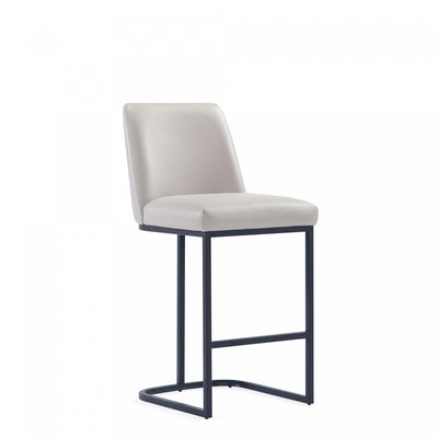 Serena Modern Metal Upholstered Counter Stool in Light Gray Bar Stool | Tabouret de comptoir moderne en metal et tissu Serena, gris clair