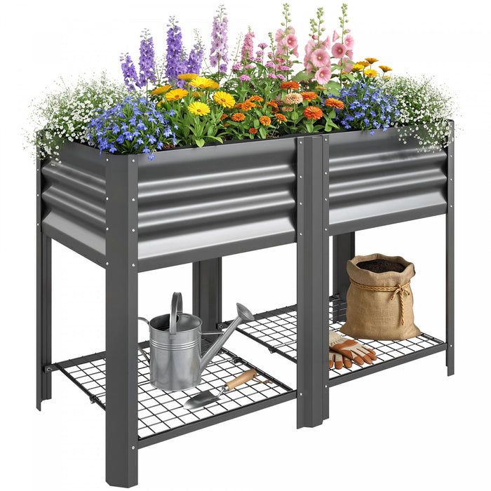 Outsunny Wooden Raised Garden Bed with Legs and 6 Drainage Holes