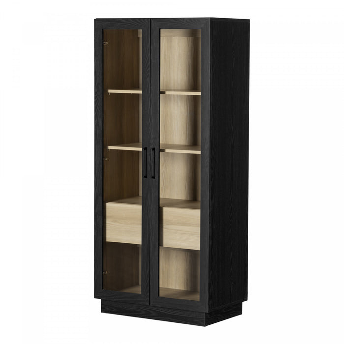 Arum Contemporary 2-Door Kitchen Cabinet with Doors Black Oak and Natural Ash - South Shore Kitchen Storage