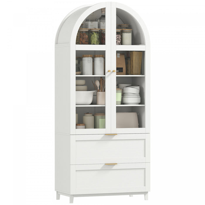 HOMCOM Arched Kitchen Pantry Cabinet, 71\" Tall Kitchen Storage Cabinet