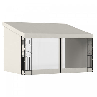 Outsunny 10' X 13' Wall Mounted Pergola Gazebo With Curtains And Nettings