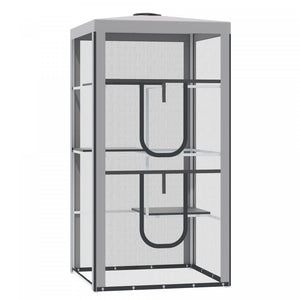 Pawhut Large Catio Outdoor Cat Enclosure Cat House Indoor Kitten Cage Pet Kennel With 3 Platforms, Zippered Doors, And 4 Sandbags 39