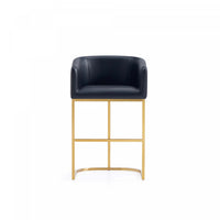 Louvre Mid-Century Modern Metal Upholstered Counter Stool in Black Bar Stool