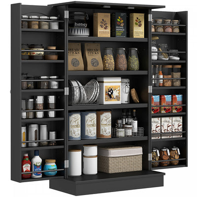 HOMCOM Kitchen Pantry Storage Cabinet w/ 5-tier Shelving Black