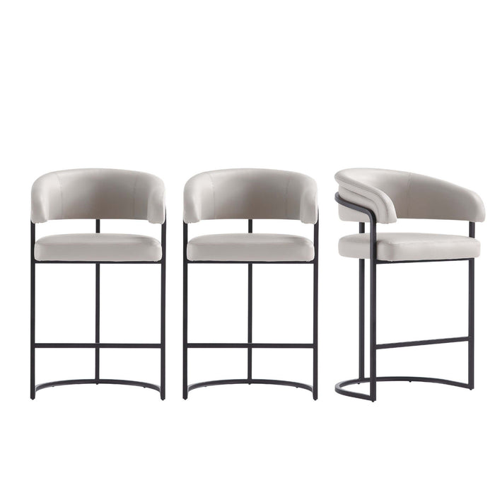 Augusta Modern Metal Upholstered Counter Stool in Light Gray - Set of 3