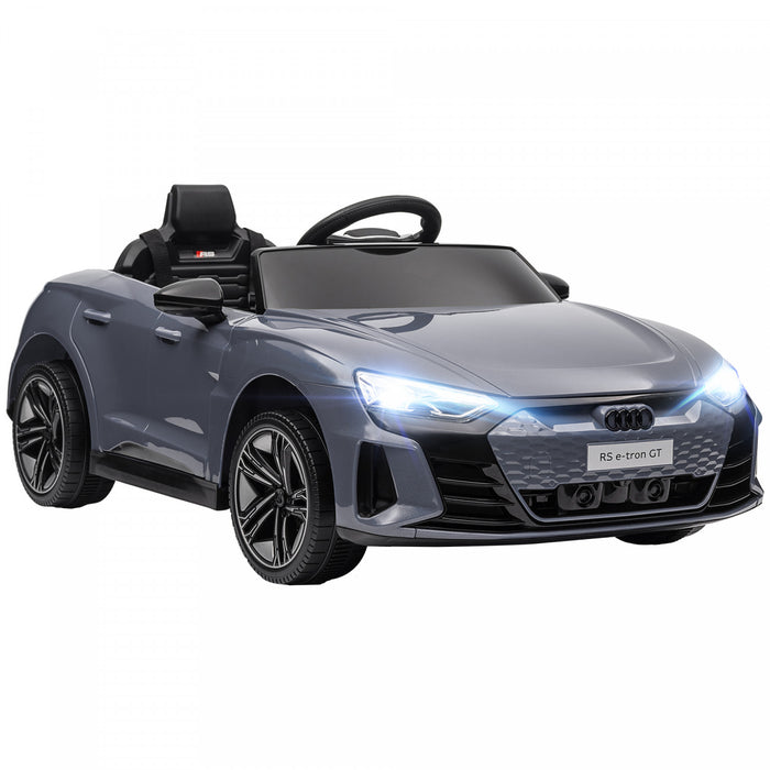 Aosom Audi RS e-tron GT Licensed Kids Car, 12V Battery Powered Electric Car for Kids with Remote Control, 4-Wheel Suspension, Soft Start, Horn, Music, Headlights, Grey