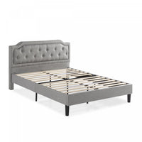 Kellen Upholstered Platform Bed with Headboard in Light Grey - King Size
