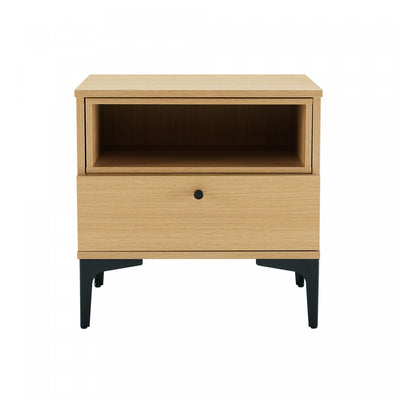 Amara Modern 20" Nightstand in Light Oak (1-Drawer) | Table de nuit moderne Amara 20" en chene clair (1 tiroir)