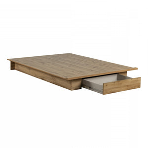 Musano Queen Platform Bed with Drawer - Nordik Oak