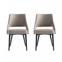 Tremont Modern Vegan Leather Metal Dining Chair in Taupe - Set of 2