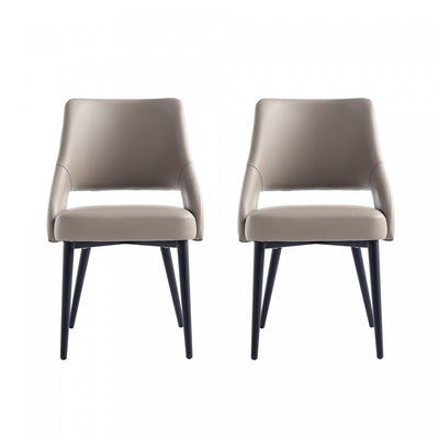 Tremont Modern Vegan Leather Metal Dining Chair in Taupe - Set of 2 | Chaise de salle a manger moderne Tremont en cuir vegetalien et metal, taupe - Lot de 2