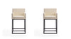 Ambassador Mid-Century Modern Metal Upholstered Counter Stool in Cream - Set of 2 Bar Stool