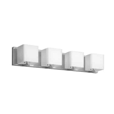 Dainolite Verona 4 Light Vanity Light Polished Chrome Finish Frosted Glass Shade Lamp|Lumière de coiffeuse Verona de Dainolite avec abat-jour en verre givré, fini chromé poli et 4 ampoules
