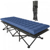 Outsunny Camping Cot with Pad, 32\" Extra Wide Folding Cots, Blue
