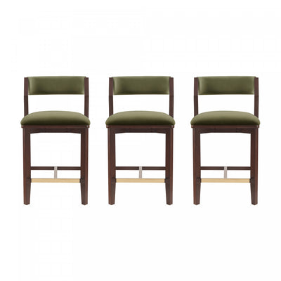 Patricia Modern Wood Upholstered Counter Stool in Turtle Green - Set of 3 | Tabouret de comptoir moderne en bois Patricia avec revetement en tissu vert tortue - Lot de 3