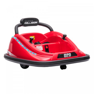 Aosom 12v Kids Bumper Car, 360° Rotation Electric Powered Ride-On Car, Twins Motor Battery Powered Toy, W/ Parent Remote Control, Safety Belt, Colorful Led Lights, For Boys And Girls, Red