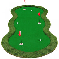 Costway 5 X 10 Ft Professional Golf Practice Mat With 3 Holes And Golf Balls For Home