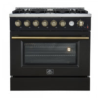 Forno Marco 36-inch Gas Range, Black ,4.32 cu.ft - FFSGS6277-36BLK 