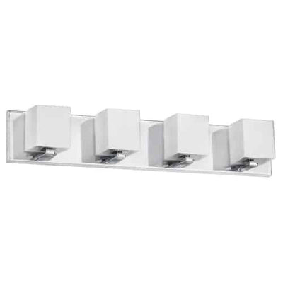 Dainolite Verona 4 Light Vanity Light Polished Chrome Finish White Glass Shade Lamp|Lumière de coiffeuse Verona de Dainolite avec abat-jour en verre blanc, fini chromé poli et 4 ampoules