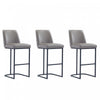 Serena Modern Metal Upholstered Barstool in Taupe - Set of 3 Bar Stool
