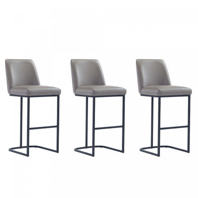 Serena Modern Metal Upholstered Barstool in Taupe - Set of 3 Bar Stool | Tabouret de bar moderne en metal et tissu Serena, taupe - Lot de 3