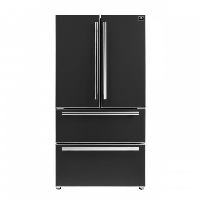Forno Espresso Moena 36-inch French Door Refrigerator in Black, 19.2 cu.ft. - FFRBI1820-36BLK