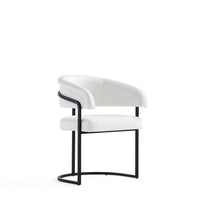 Augusta Modern Metal Vegan Leather Dining Chair in White 